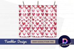 Watercolor hearts red Tumbler PNG Design Product Image 1