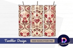 Romantic floral damask Tumbler PNG Design Product Image 1