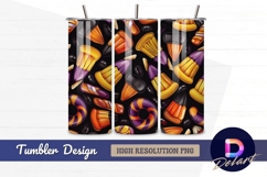 Halloween candy corn pattern black Tumbler PNG Design Product Image 1