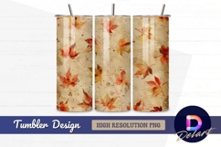 Watercolor autumn leaves pattern for Tumbler PNG Design Product Image 1