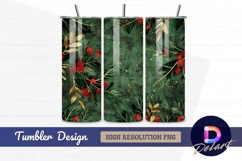 Elegant christmas holly and berries Tumbler PNG Design Product Image 1