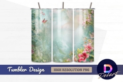 Floral paradise butterfly watercolor Tumbler PNG Design Product Image 1