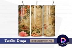 Vintage floral and butterfly Tumbler PNG Design Product Image 1