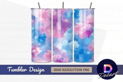 Dreamy clouds pink blue watercolor Tumbler PNG Design Product Image 1