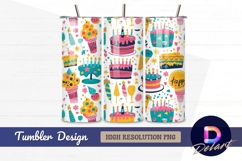Whimsical birthday cakes and sweets Tumbler PNG Design Product Image 1