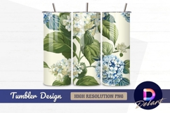 Hydrangea floral seamless pattern Tumbler PNG Design Product Image 1