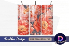 Pink peonies floral pattern Tumbler PNG Design Product Image 1