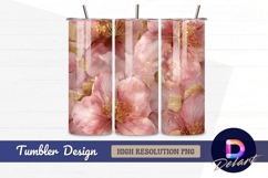 Pink floral gold accent background Tumbler PNG Design Product Image 1