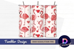 Flamingo love hearts Tumbler PNG Design Product Image 1