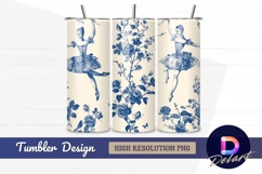 Ballerinas and roses toile pattern Tumbler PNG Design Product Image 1
