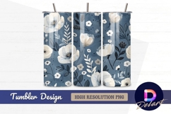 Floral pattern with white flowers on Tumbler PNG Design Product Image 1