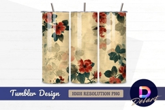 Grunge floral pattern red flowers Tumbler PNG Design Product Image 1