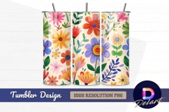 Colorful hand drawn floral pattern Tumbler PNG Design Product Image 1