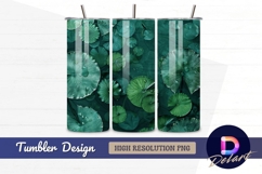 Green lily pads water drops Tumbler PNG Design Product Image 1