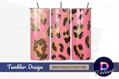 Pink and gold leopard print texture Tumbler PNG Design Product Image 1