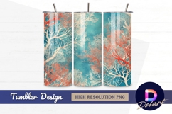 Abstract coral branches on blue Tumbler PNG Design Product Image 1