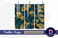 Golden ginkgo leaves Tumbler PNG Design Product Image 1