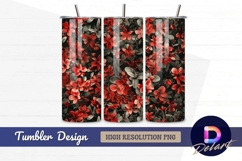 Red flowers and gray leaves Tumbler PNG Design Product Image 1