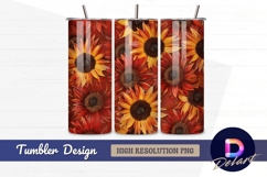Autumn sunflowers pattern background Tumbler PNG Design Product Image 1