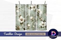 Elegant white floral pattern Tumbler PNG Design Product Image 1