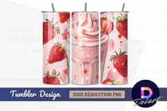 Strawberry milkshake with fresh Tumbler PNG Design Product Image 1
