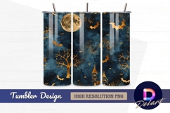 Golden halloween night pattern Tumbler PNG Design Product Image 1