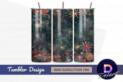 Whimsical floral starbursts on dark Tumbler PNG Design Product Image 1