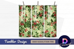 Holly and berries holiday pattern Tumbler PNG Design Product Image 1