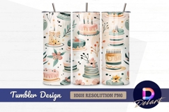 Watercolor cakes seamless pattern Tumbler PNG Design Product Image 1