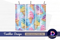 Watercolor ice cream cone Tumbler PNG Design Product Image 1