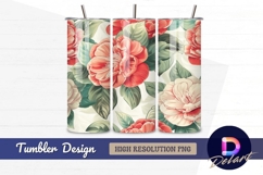Red and cream camellia floral Tumbler PNG Design Product Image 1