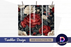 Floral garden roses red white Tumbler PNG Design Product Image 1