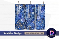 Blue floral pattern Tumbler PNG Design Product Image 1
