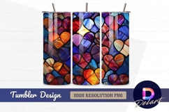 Stained glass hearts colorful abstract art Tumbler PNG Desig Product Image 1