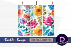 Watercolor floral pattern design Tumbler PNG Design Product Image 1