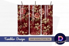 Burgundy floral pattern elegant Tumbler PNG Design Product Image 1