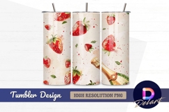 Strawberries and champagne artistic Tumbler PNG Design Product Image 1