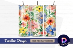 Watercolor floral pattern Tumbler PNG Design Product Image 1