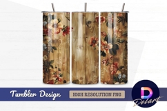 Floral on wood background Tumbler PNG Design Product Image 1