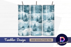 Watercolor winter landscape snowy forest Tumbler PNG Design Product Image 1