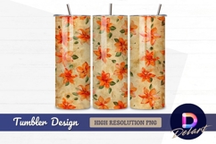 Orange floral pattern aged vintage look Tumbler PNG Design Product Image 1