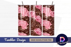 Pink and chocolate rosettes Tumbler PNG Design Product Image 1