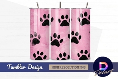 Pink textured paw prints background Tumbler PNG Design Product Image 1