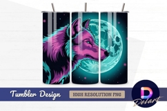 Neon wolf moon night sky illustration tumbler wrap Product Image 1