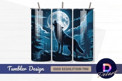 Howling wolf under a full moon Tumbler PNG Design Product Image 1