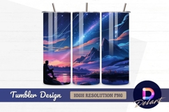 Dreamy night landscape with shooting Tumbler PNG Design Product Image 1