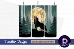 Howling wolf silhouette full moon Tumbler PNG Design Product Image 1