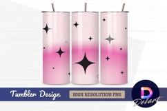 Pink gradient with black stars tumbler wrap Product Image 1