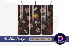Minimalist floral pattern brown tumbler wrap design Product Image 1