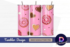 Donut and heart pattern for Tumbler PNG Design Product Image 1